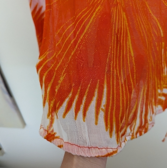 Diane von Furstenberg orange palm tunic top 6 medium - Picture 3 of 10